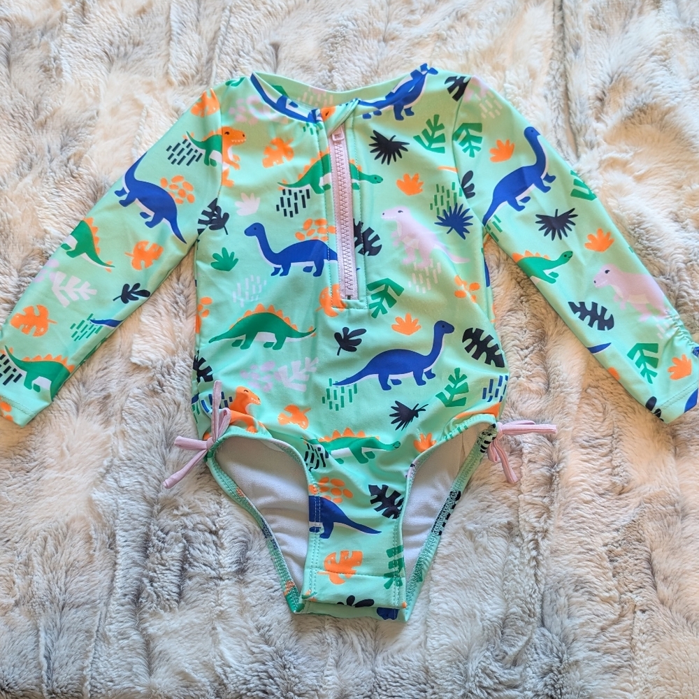 Cat & Jack Dinosaur Swimsuit One Piece Baby Rash Guard 18 Months